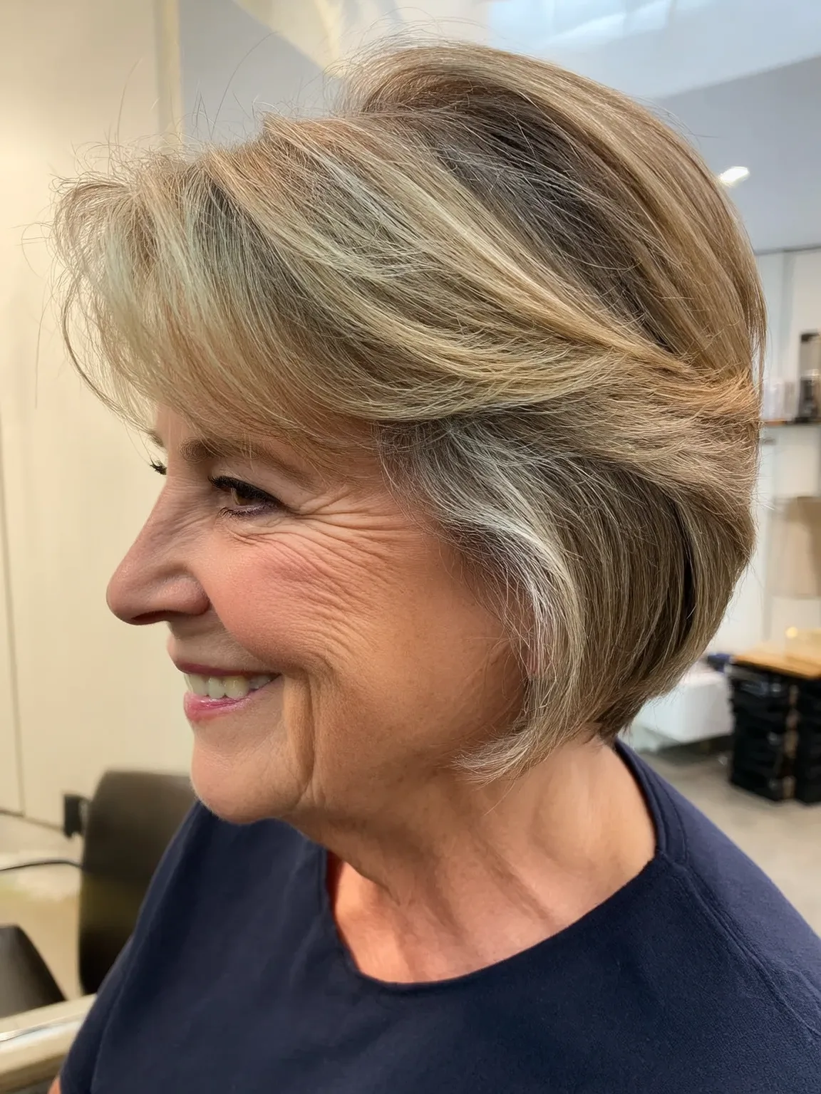 Layered Straight Pixie with Ash Blonde and Sandy Highlights